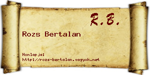 Rozs Bertalan névjegykártya